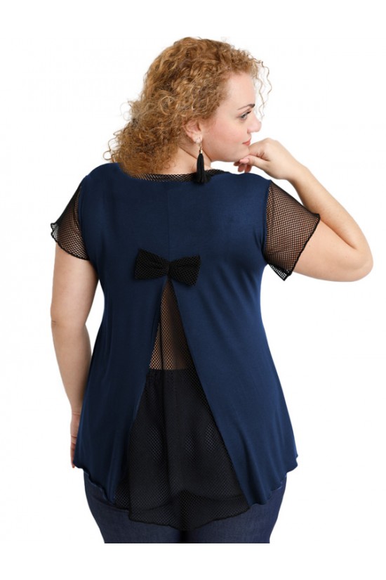 A20-5589 Μπλούζα εβαζέ με δίχτυ πίσω - Μπλε Μαρέν A20-5589 Μπλούζα εβαζέ με δίχτυ πίσω - Μπλε Μαρέν