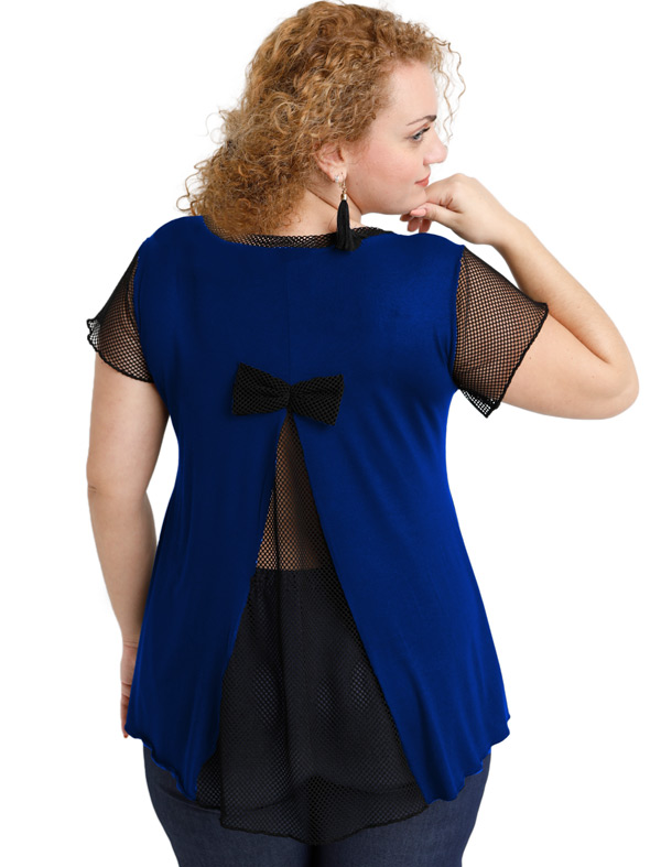 A20-5589 Evaze blouse with net on the back - Royal Blue A20-5589 Evaze blouse with net on the back - Royal Blue