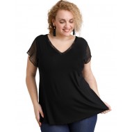 A20-5589 Μπλούζα εβαζέ με δίχτυ πίσω - Μαύρο