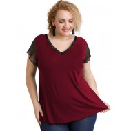 A20-5589 Μπλούζα εβαζέ με δίχτυ πίσω - Μπορντώ