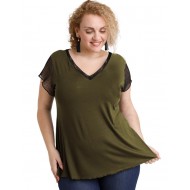 A20-5589 Μπλούζα εβαζέ με δίχτυ πίσω - Χακί