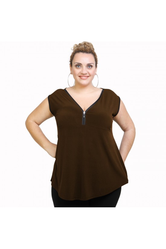 A21-127AF Μπλούζα άλφα - Καφέ