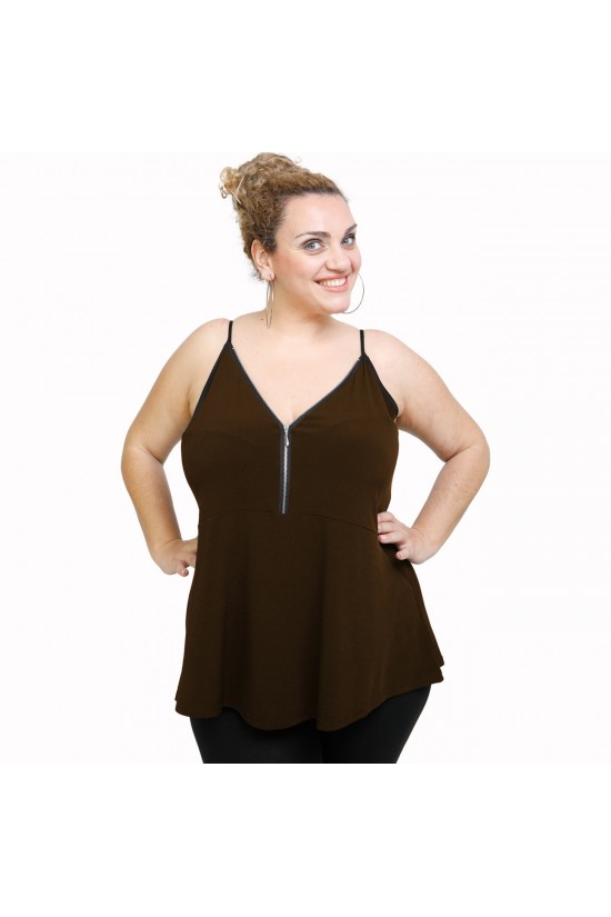 A21-127RF Μπλούζα άλφα Τοπ - Καφέ