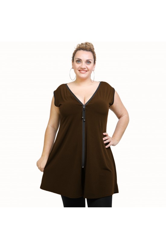 A21-176AF Μπλουζοφόρεμα εβαζέ - Καφέ A21-176AF Μπλουζοφόρεμα εβαζέ - Καφέ