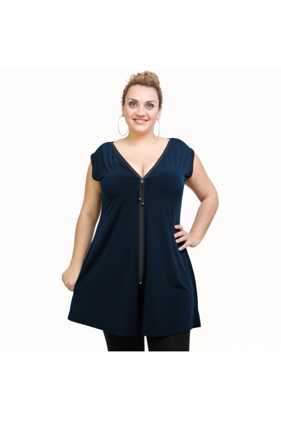 A21-176AF Μπλουζοφόρεμα εβαζέ - Μπλε Μαρέν