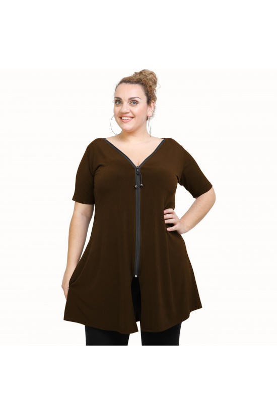A21-176F Μπλουζοφόρεμα εβαζέ - Καφέ A21-176F Μπλουζοφόρεμα εβαζέ - Καφέ