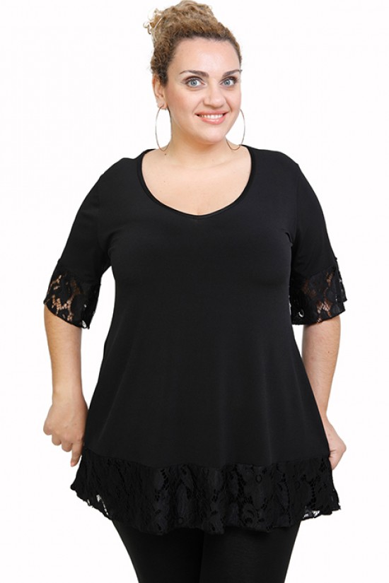 A21-208LDV Μπλούζα εβαζέ με δαντέλα