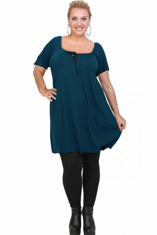 A21-245M Μπλουζοφόρεμα εβαζέ - Πετρόλ