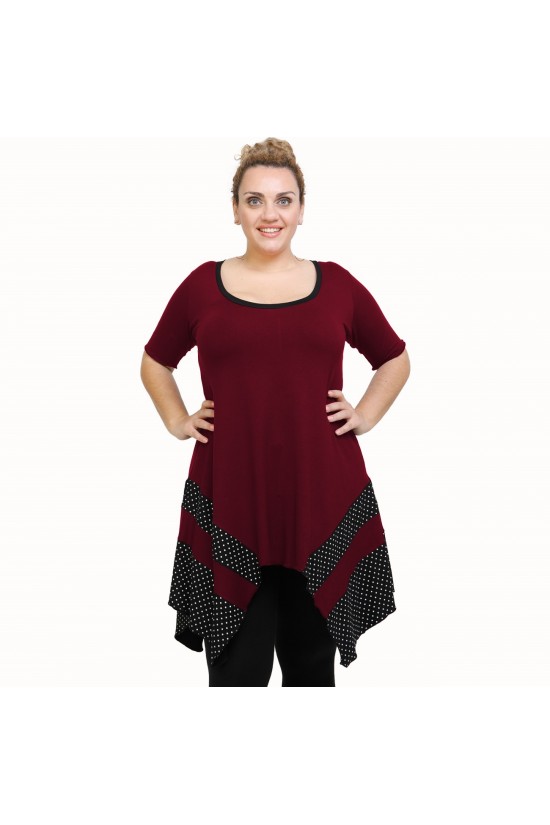 A21-417 Μπλουζοφόρεμα κομποζέ - Εμπριμέ / Μπορντώ A21-417 Μπλουζοφόρεμα κομποζέ - Εμπριμέ / Μπορντώ