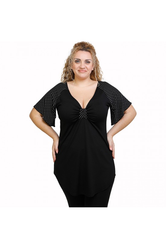 A21-479 Μπλούζα εβαζέ κομποζέ - Εμπριμέ A21-479 Μπλούζα εβαζέ κομποζέ - Εμπριμέ