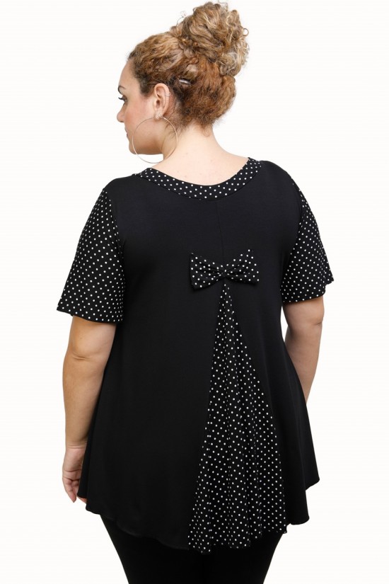 A21-489 Μπλούζα εβαζέ κομποζέ - Εμπριμέ / Μαύρο