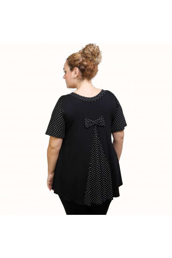 A21-489 Μπλούζα εβαζέ κομποζέ - Εμπριμέ / Μαύρο