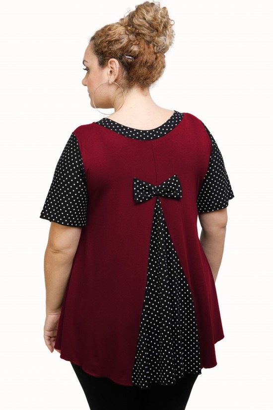 A21-489 Μπλούζα εβαζέ κομποζέ - Εμπριμέ / Μπορντώ