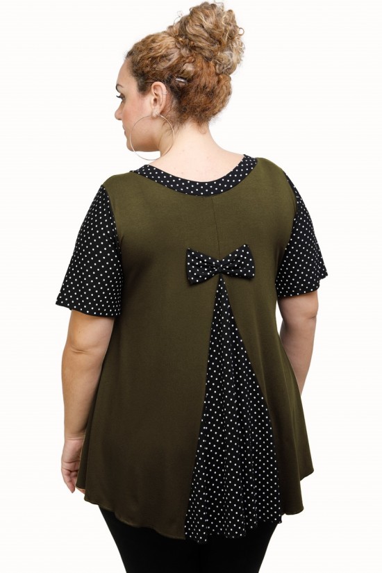 A21-489 Μπλούζα εβαζέ κομποζέ - Εμπριμέ / Χακί