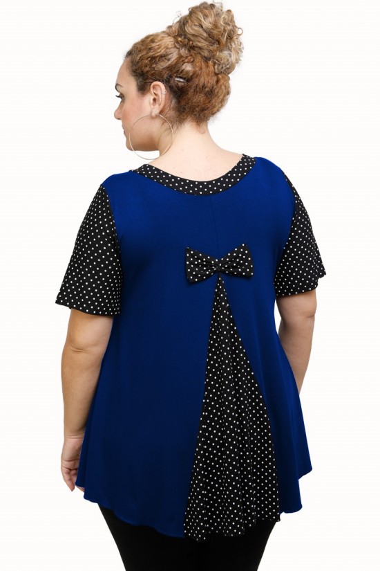 A21-489 Μπλούζα εβαζέ κομποζέ - Εμπριμέ / Μπλε Ρουά