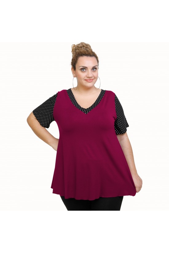 A21-489 Μπλούζα εβαζέ κομποζέ - Εμπριμέ / Φούξια