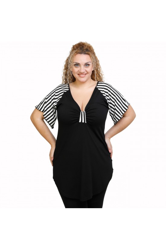 A21-579 Μπλούζα εβαζέ κομποζέ - Εμπριμέ A21-579 Μπλούζα εβαζέ κομποζέ - Εμπριμέ