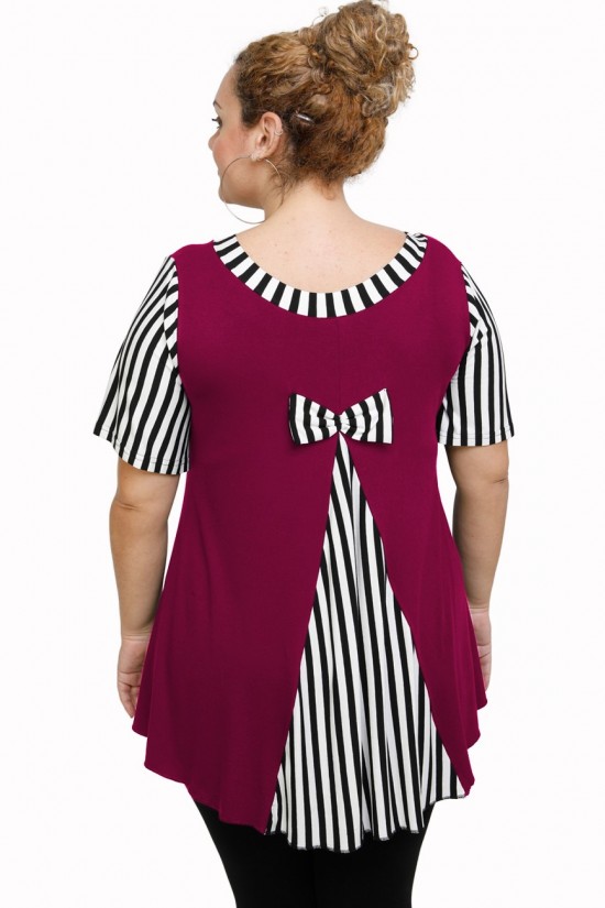 A21-589 Μπλούζα εβαζέ κομποζέ - Εμπριμέ / Φούξια