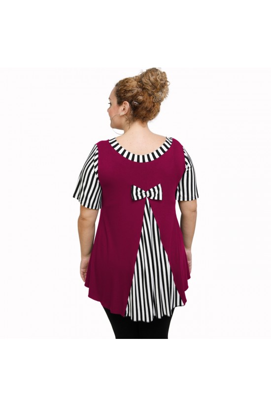 A21-589 Μπλούζα εβαζέ κομποζέ - Εμπριμέ / Φούξια