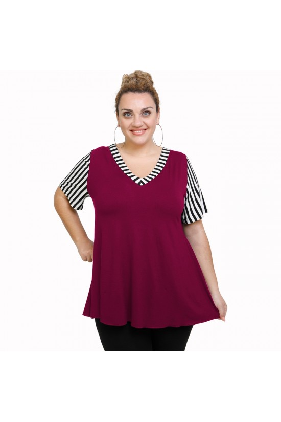 A21-589 Μπλούζα εβαζέ κομποζέ - Εμπριμέ / Φούξια