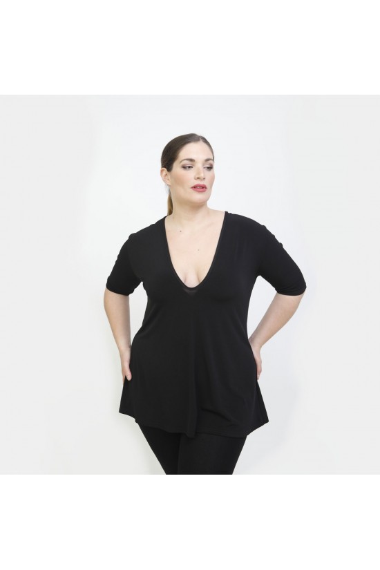 A22-108LV Μπλούζα εβαζέ - Μαύρο