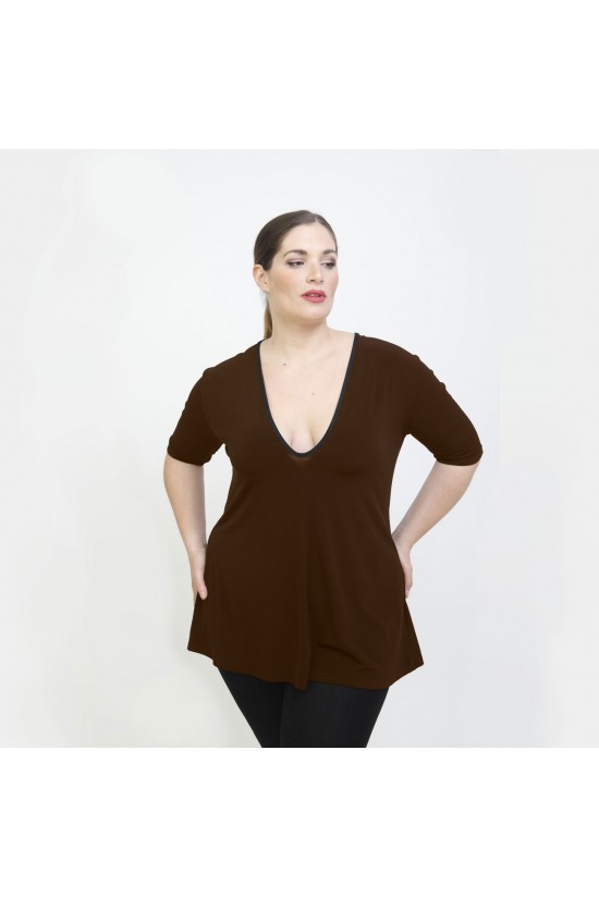 A22-108LV Μπλούζα εβαζέ - Καφέ
