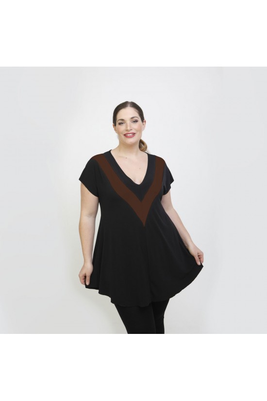 A22-109V Μπλούζα εβαζέ - Καφέ