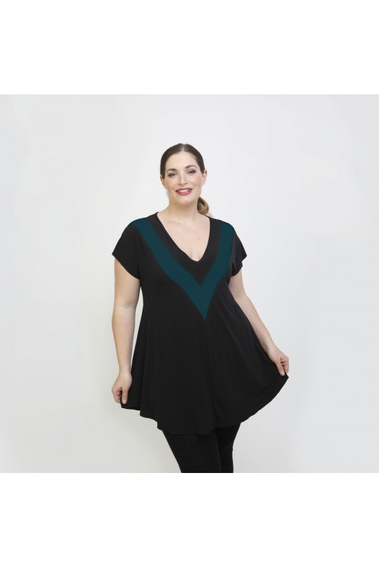 A22-109V Μπλούζα εβαζέ - Πετρόλ