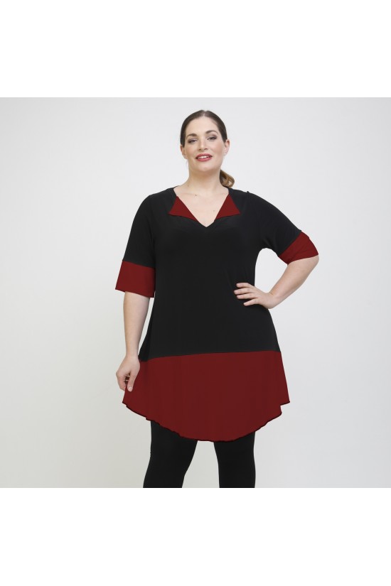 A22-120 Μπλουζοφόρεμα εβαζέ κομποζέ - Μπορντώ