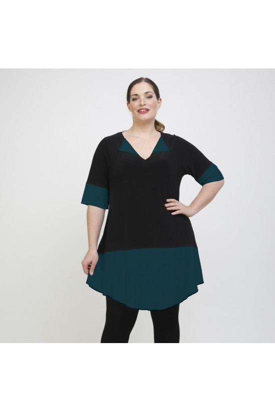 A22-120 Μπλουζοφόρεμα εβαζέ κομποζέ - Πετρόλ