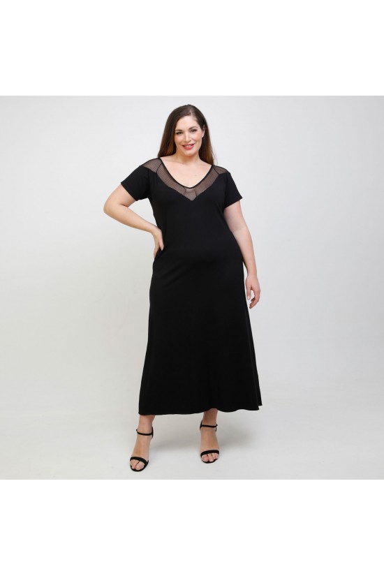 A22-123FD Φόρεμα μακρύ κομποζέ με Δίκτυ