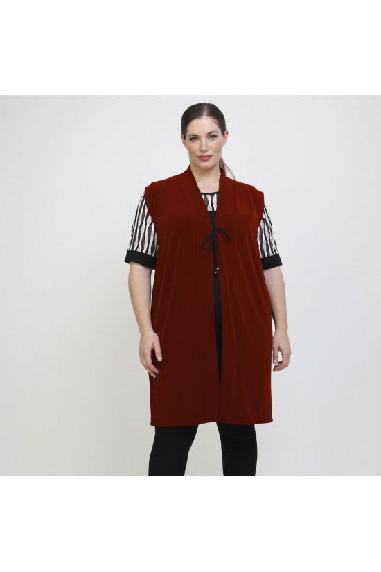 A22-142KZ Ζακέτα / Καζάκα μακριά - Μπορντώ A22-142KZ Ζακέτα / Καζάκα μακριά - Μπορντώ