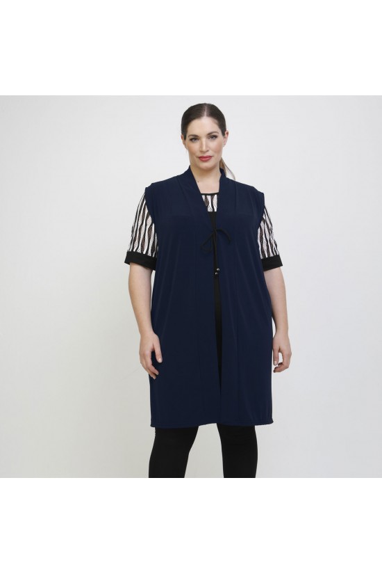 A22-142KZ Ζακέτα / Καζάκα μακριά - Μπλε Μαρέν