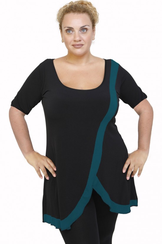 A22-197 Μπλουζοφόρεμα κομποζέ - Πετρόλ