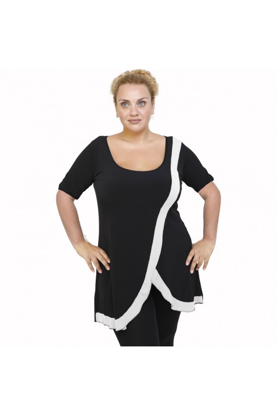 A22-197 Μπλουζοφόρεμα κομποζέ - Άσπρο