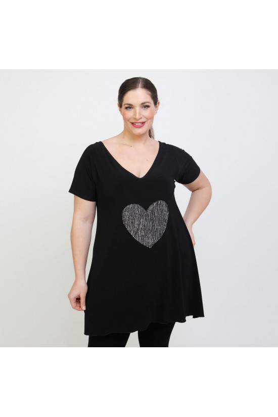 A22-2395 Μπλουζοφόρεμα εβαζέ κομποζέ με καρδιά