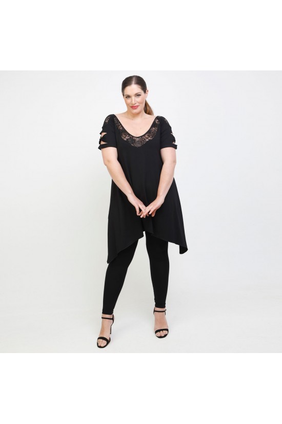 A22-282DA Μπλουζοφόρεμα εβαζέ κομποζέ με δαντέλα