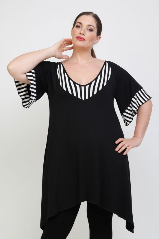 A22-282KN Μπλουζοφόρεμα εβαζέ κομποζέ - Ριγέ