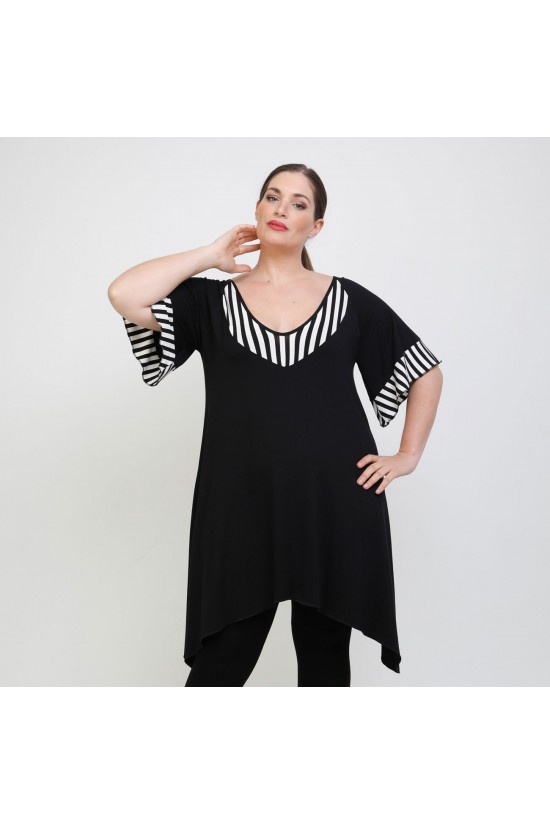 A22-282KN Μπλουζοφόρεμα εβαζέ κομποζέ - Ριγέ