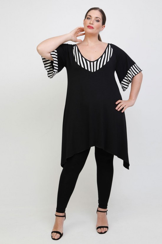 A22-282KN Μπλουζοφόρεμα εβαζέ κομποζέ - Ριγέ