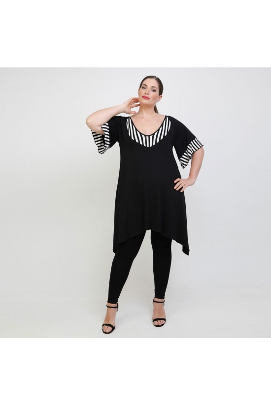 A22-282KN Μπλουζοφόρεμα εβαζέ κομποζέ - Ριγέ