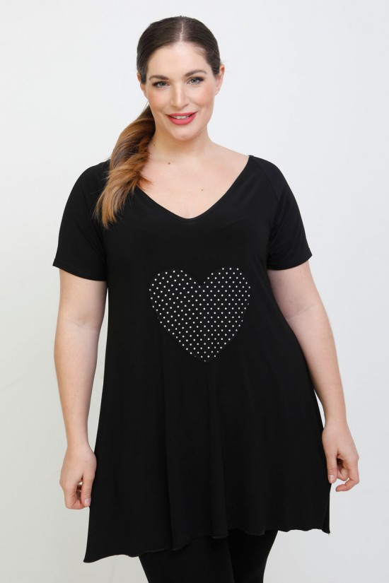A22-495 Μπλουζοφόρεμα εβαζέ κομποζέ με καρδιά