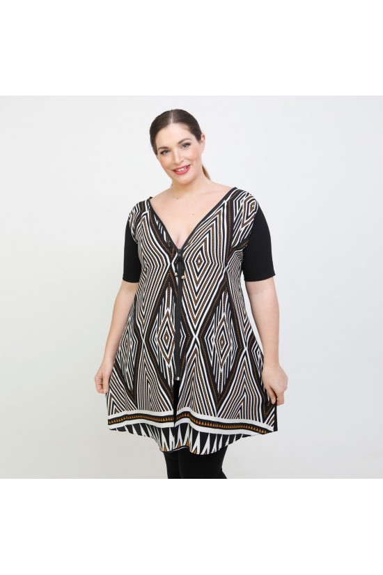 A22-7476F Μπλουζοφόρεμα εβαζέ εμπριμέ με φερμουάρ A22-7476F Μπλουζοφόρεμα εβαζέ εμπριμέ με φερμουάρ