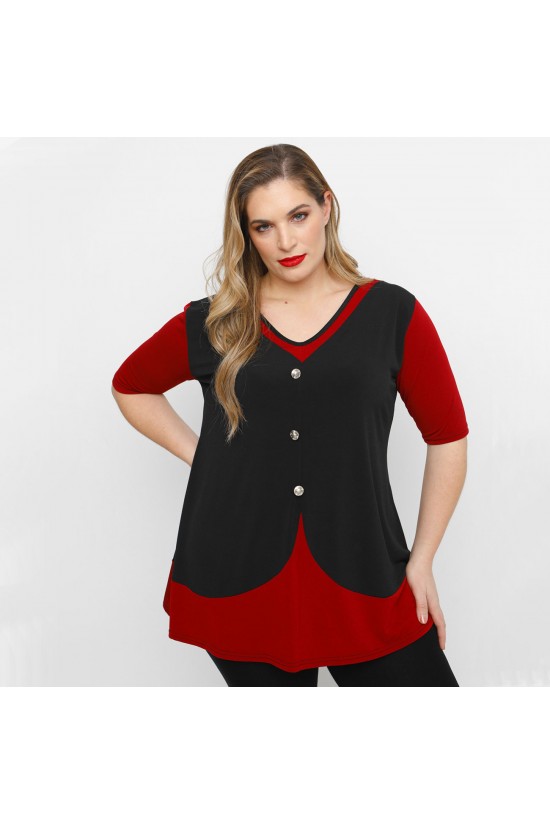 A23-137 Μπλούζα στυλ γιλέκο με διακοσμητικά κουμπιά - Μπορντώ A23-137 Μπλούζα στυλ γιλέκο με διακοσμητικά κουμπιά - Μπορντώ