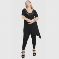 A23-182D Μπλουζοφόρεμα εβαζέ - Μαύρο