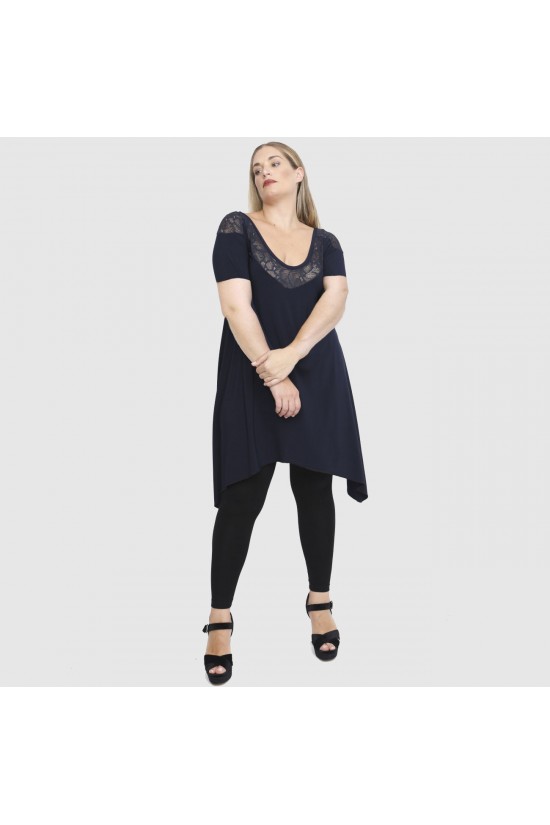 A23-182D Μπλουζοφόρεμα εβαζέ - Μπλε Μαρέν