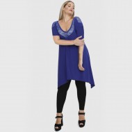 A23-182D Μπλουζοφόρεμα εβαζέ - Μπλε Ρουά