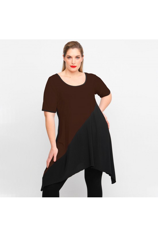 A23-182K Μπλουζοφόρεμα Εβαζέ - Καφέ A23-182K Μπλουζοφόρεμα Εβαζέ - Καφέ