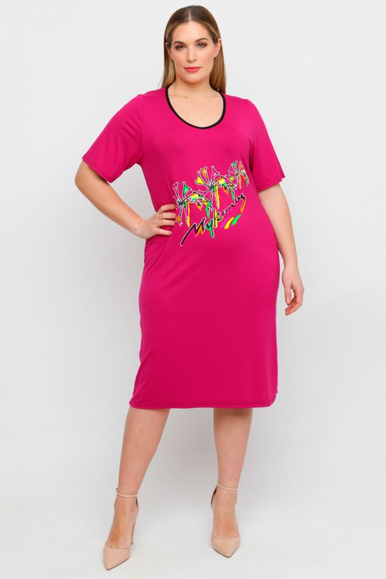 A23-200V-S-14 Φόρεμα με στάμπα - Φούξια