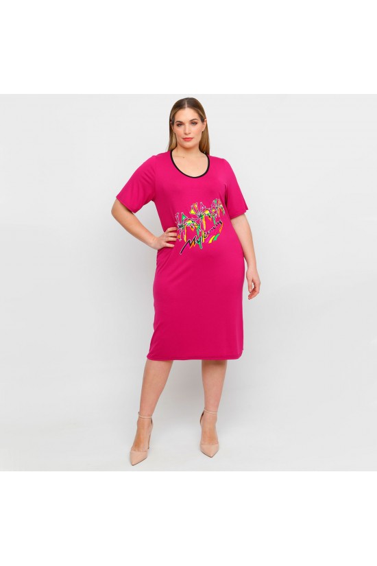 A23-200V-S-14 Φόρεμα με στάμπα - Φούξια